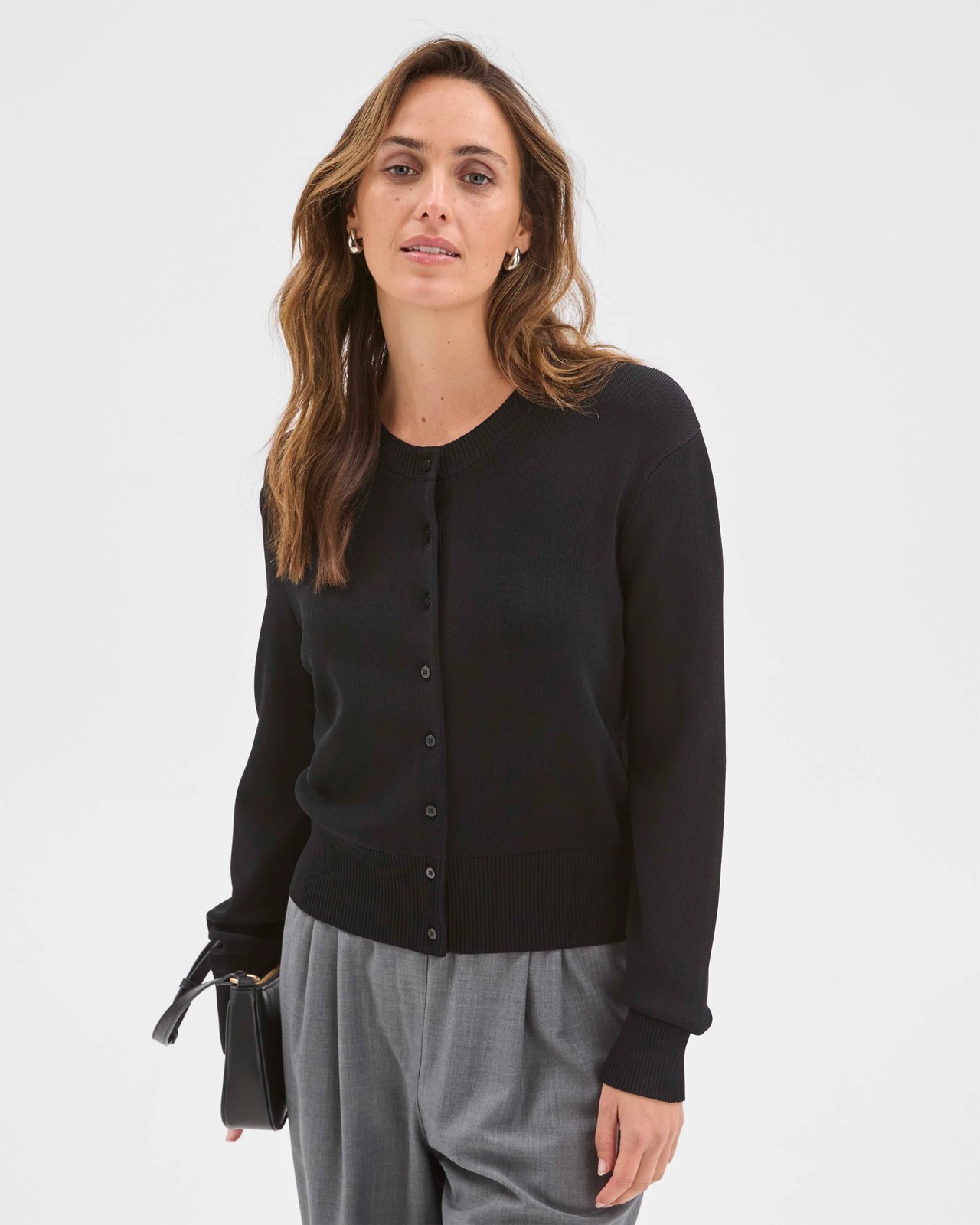 Preview Crepe Knit Core Cardigan - Black 2 of 6