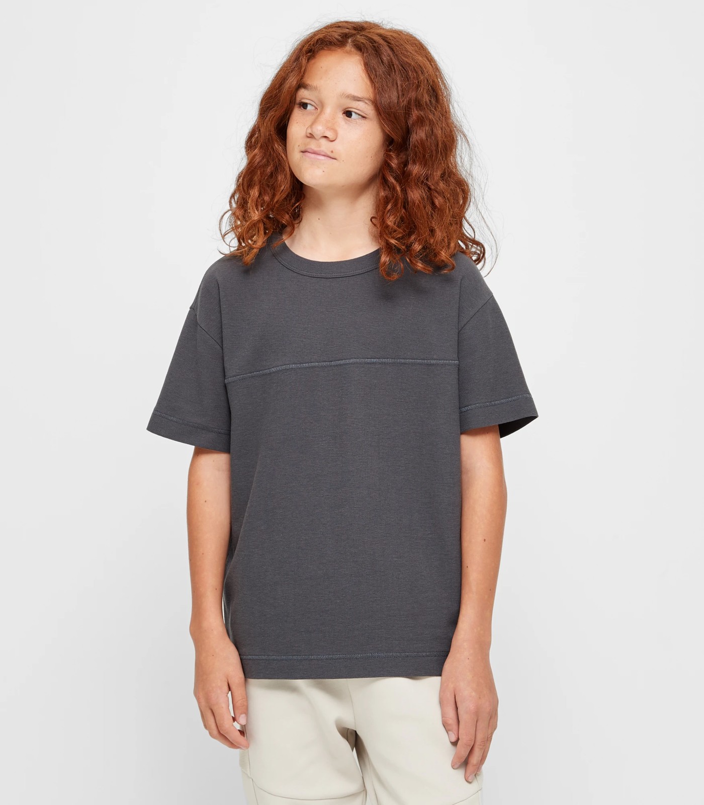 Loose Fit Waffle T-shirt - Charcoal