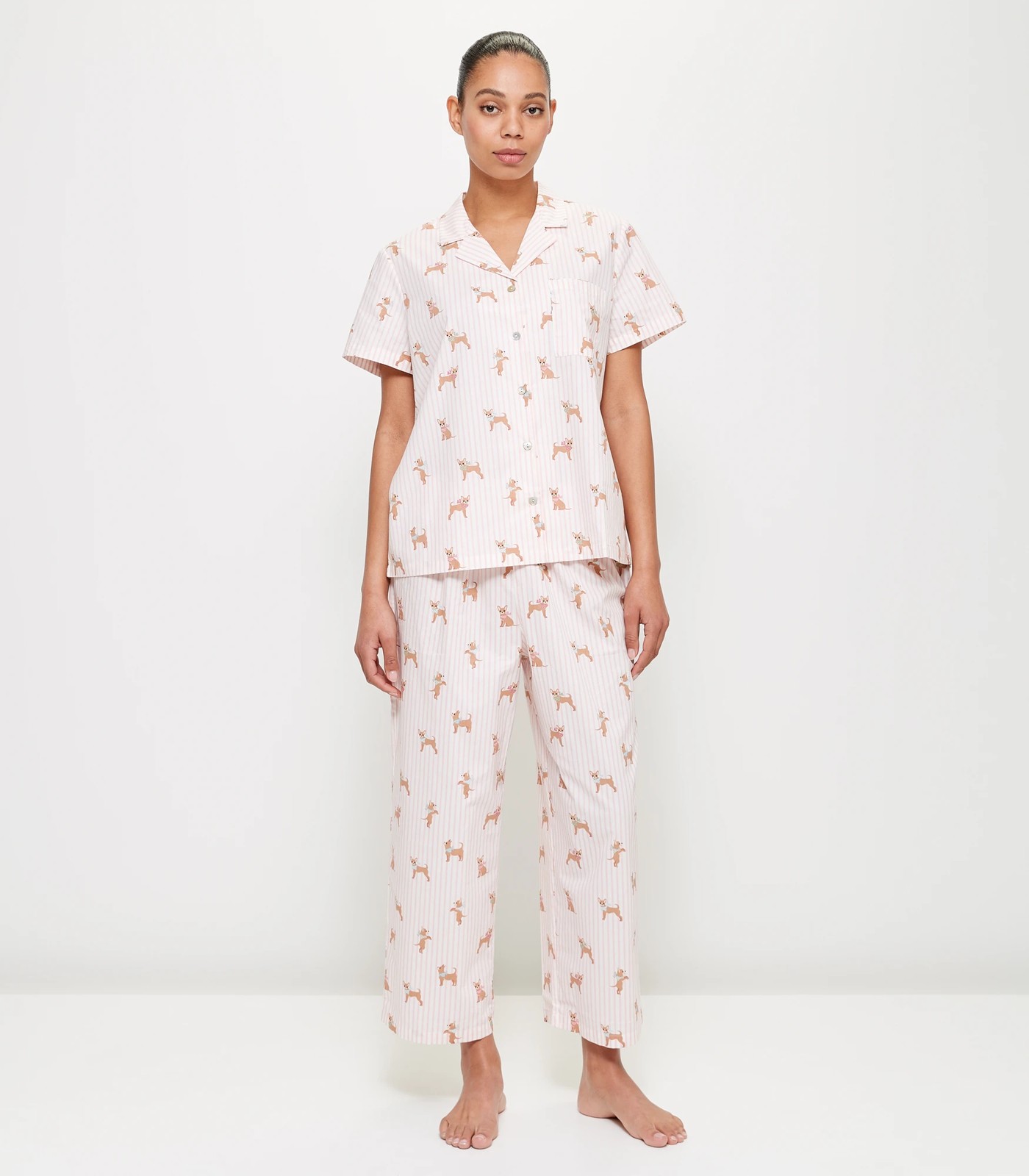 Printed Cotton Poplin Sleep Pyjama Set