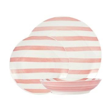 Pink Stripe 12 Piece Dinner Set - Anko