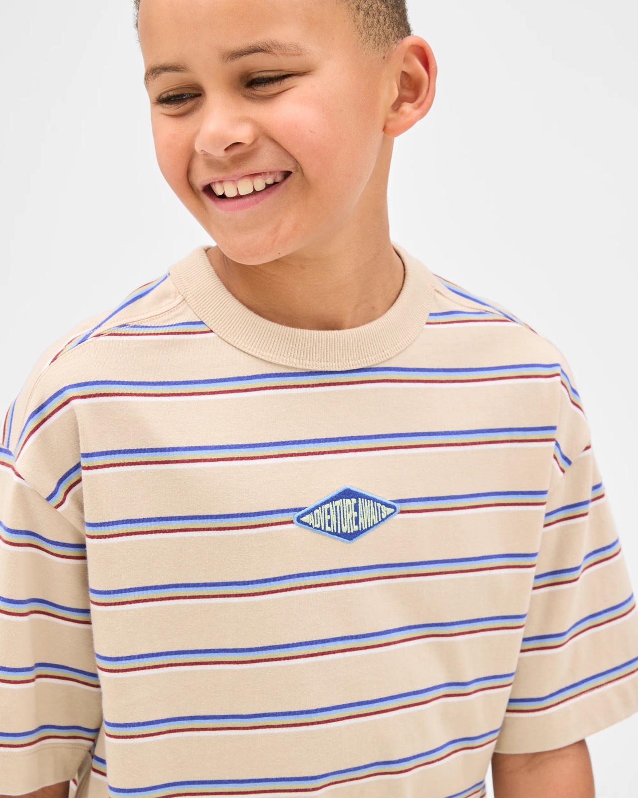 Australian Cotton Oversized Striped T-Shirt - Neutral 5 of 5