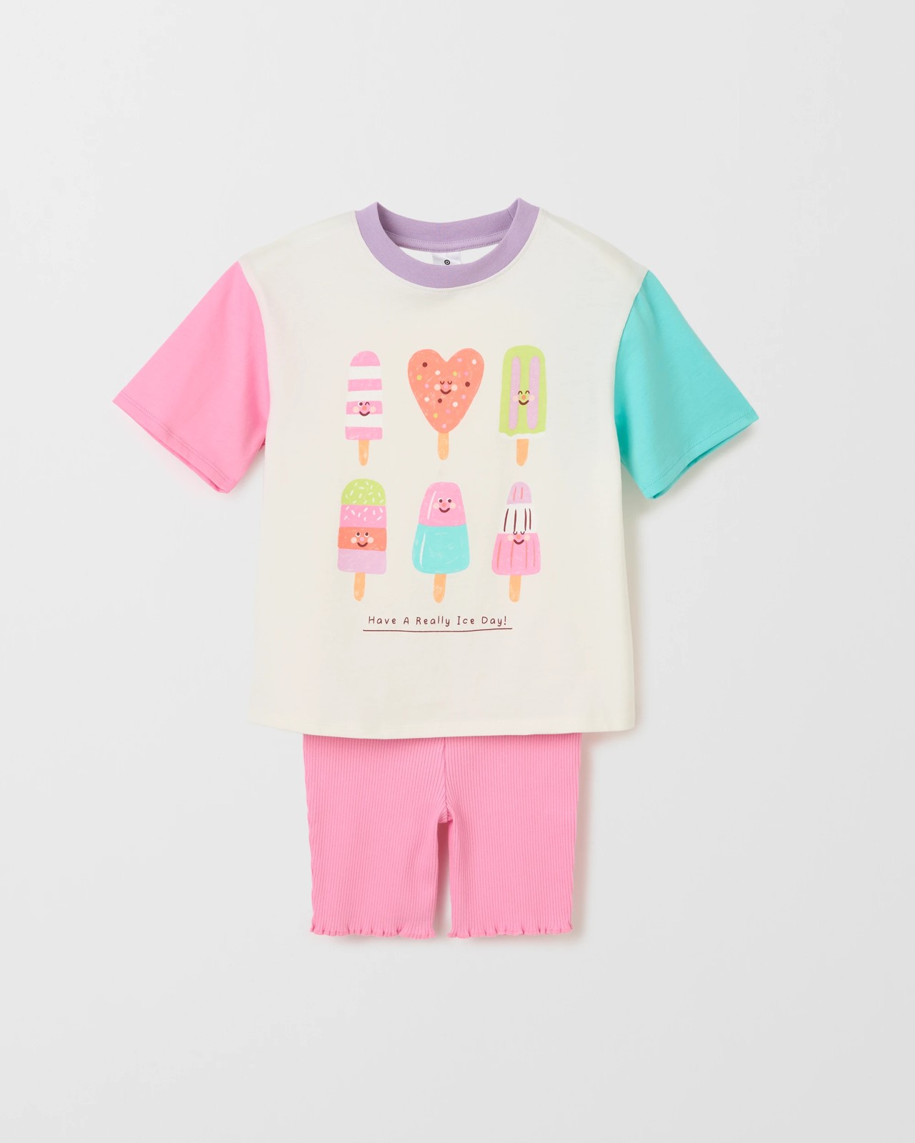 Australian Cotton Blend T-Shirt and Bike Shorts Set - Multi Colourblock 5 of 5