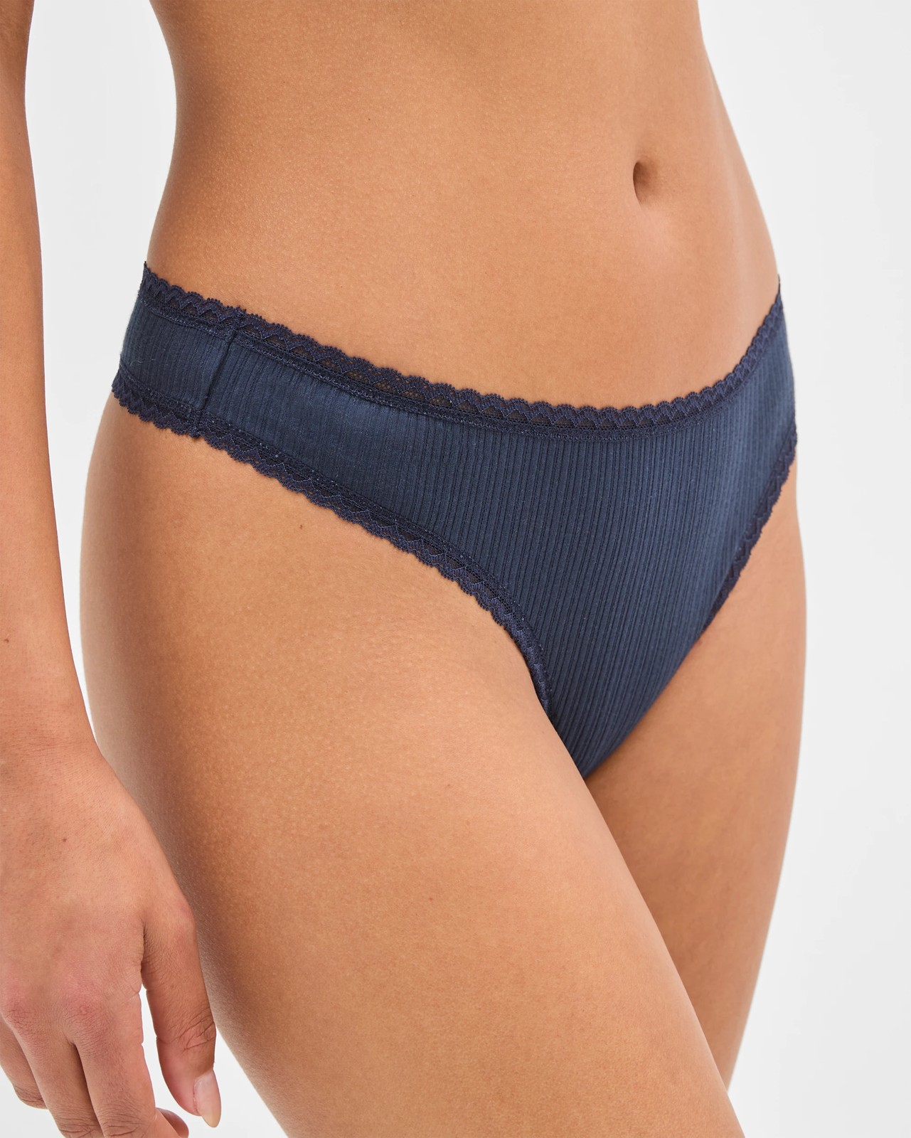 Lily Loves Australian Cotton 3 Pack Pointelle G-String Briefs   - Multi Forever Blue 3 of 3