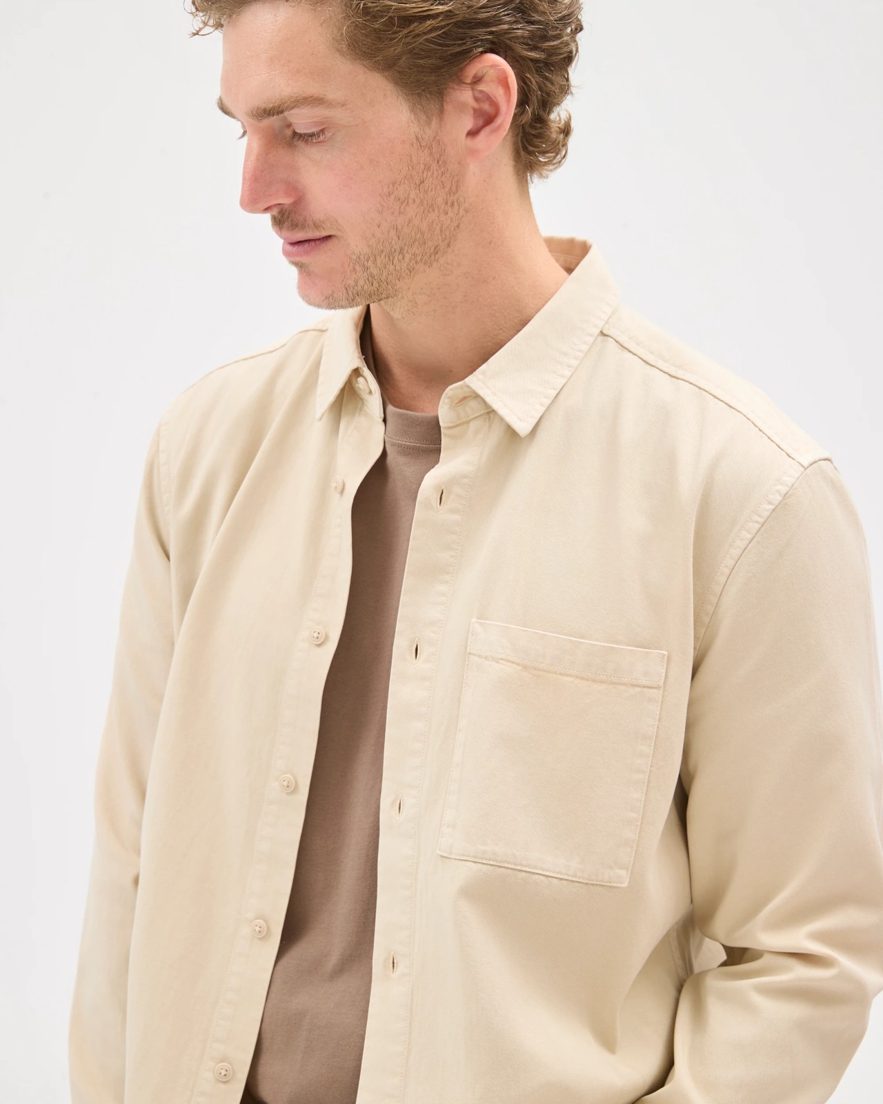 Long Sleeve Washed Shirt - Truffle 6 of 6