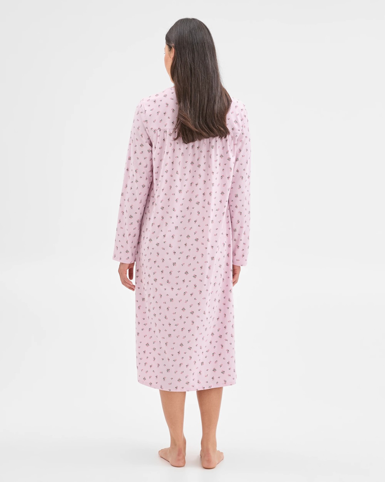 Australian Cotton Long Sleeve Traditional Pintuck Nightie - Pink Bow 5 of 5