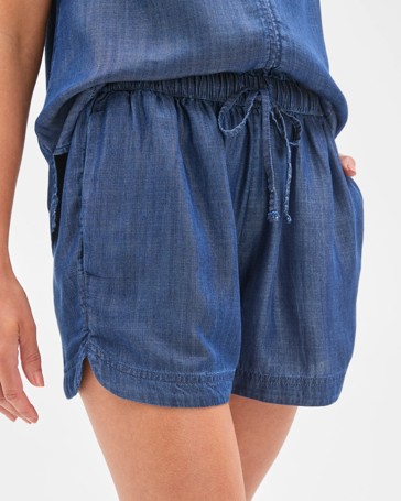 Petites Lyocell Chambray Shorts