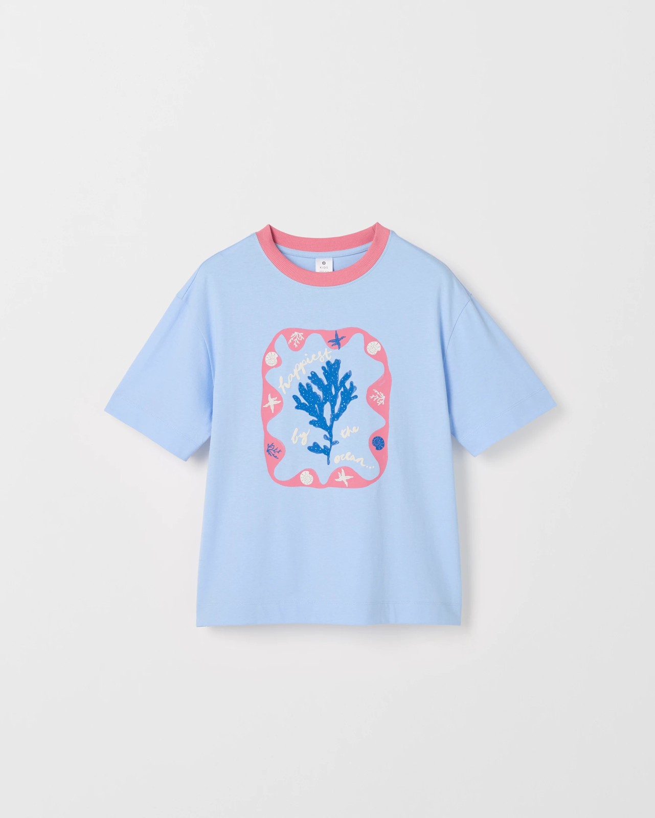 Australian Cotton Oversized T-Shirt - Coral/Blue 5 of 6