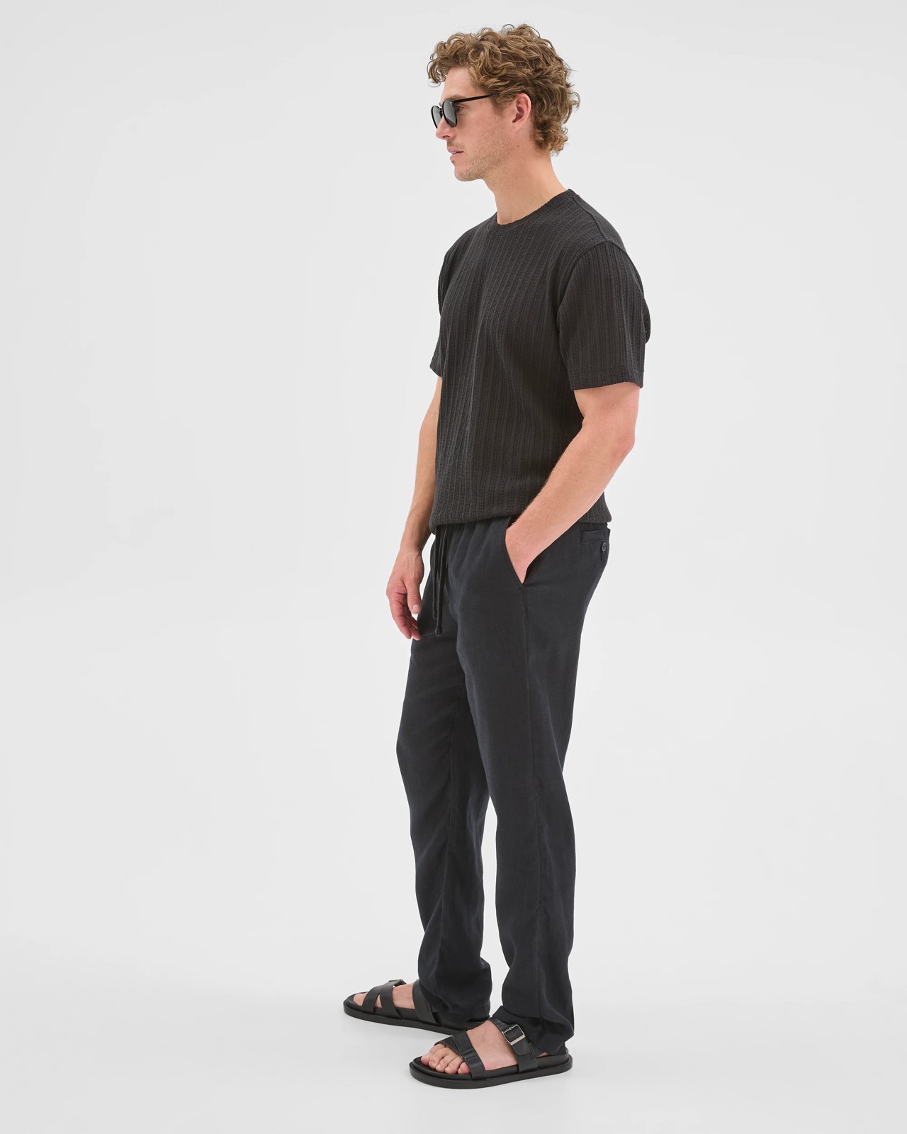 European Linen Full Length Pants - Black 3 of 6