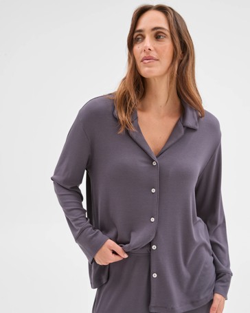 Long Sleeve Rib Pyjama Shirt