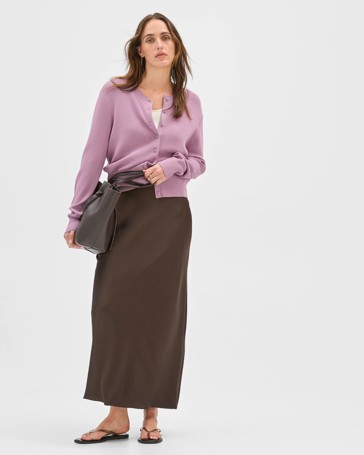 Satin Bias Cut Midi Skirt - Preview