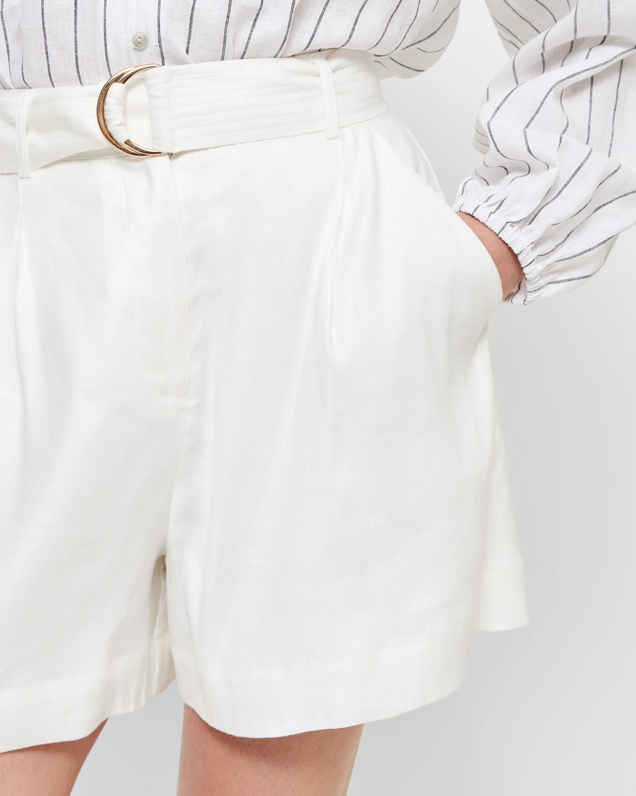 White 2024 belt shorts