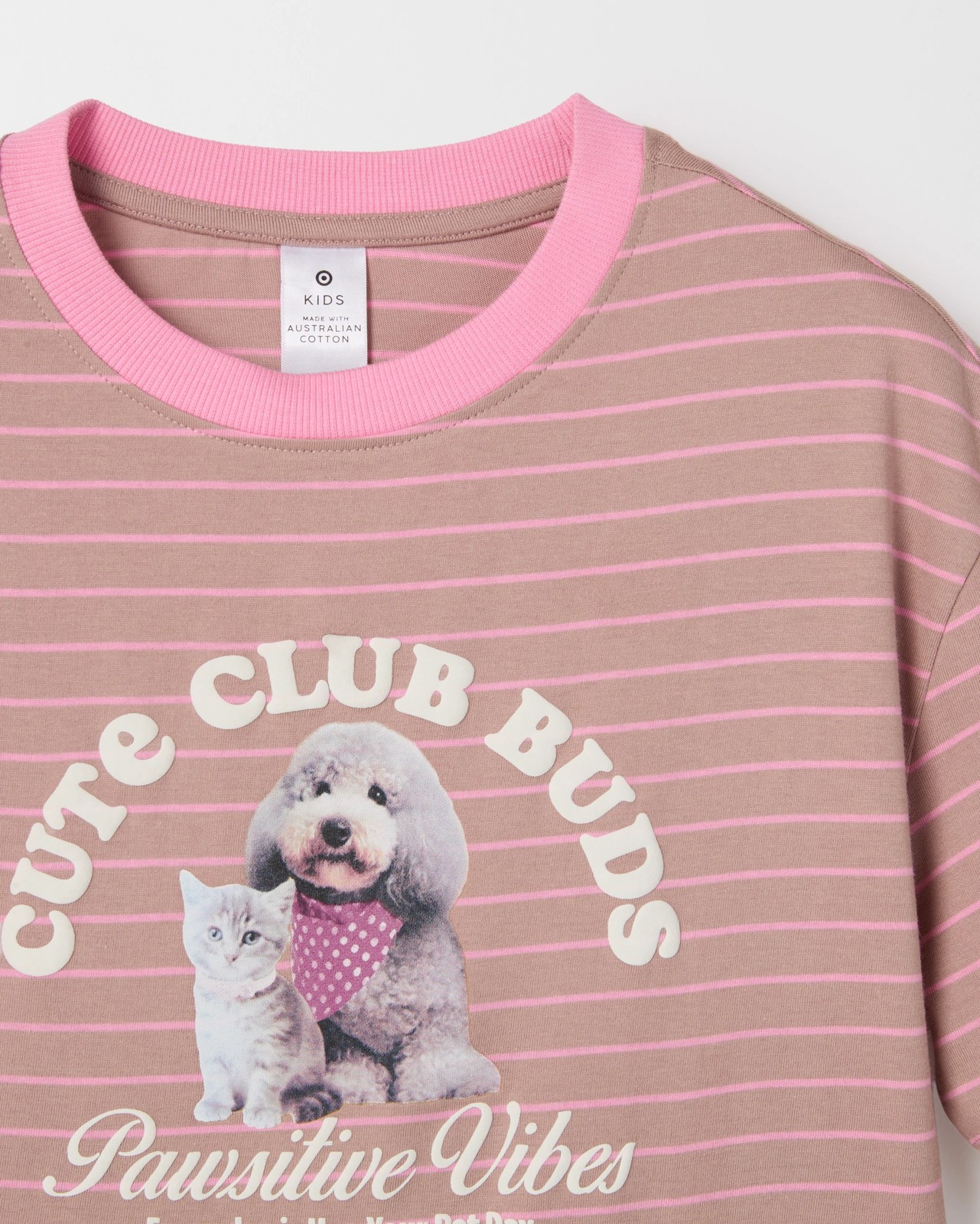 Australian Cotton Oversized T-Shirt - Pet Club Brown Stripe 2 of 2