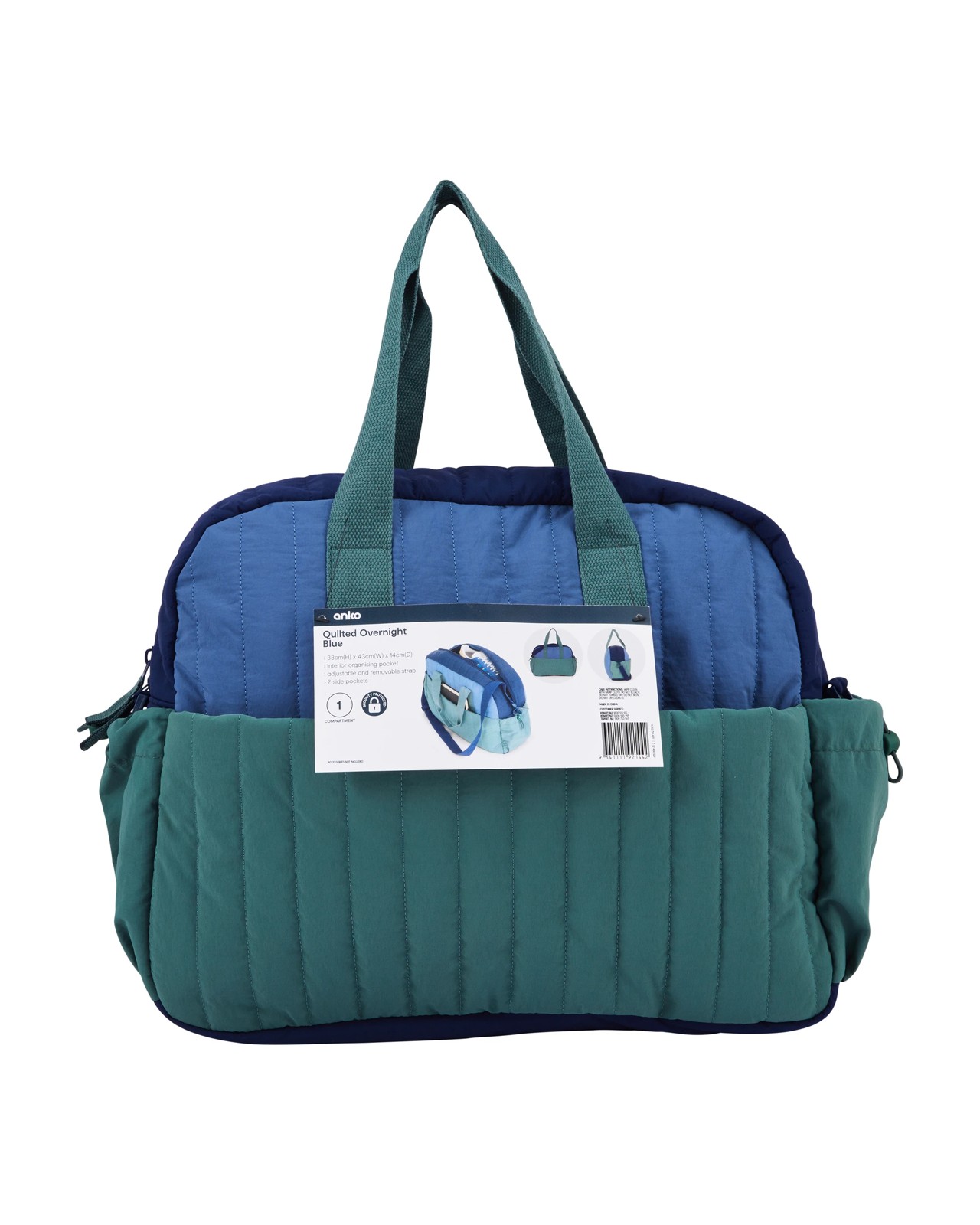 Anko Quilted Overnight Bag - Blue 5 of 5