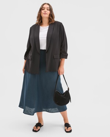 Plus Size Ruched Sleeve Blazer