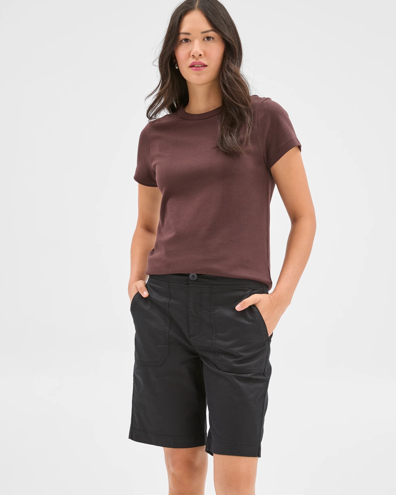 Australian Cotton Blend Rib Waist Shorts - Black 3 of 5