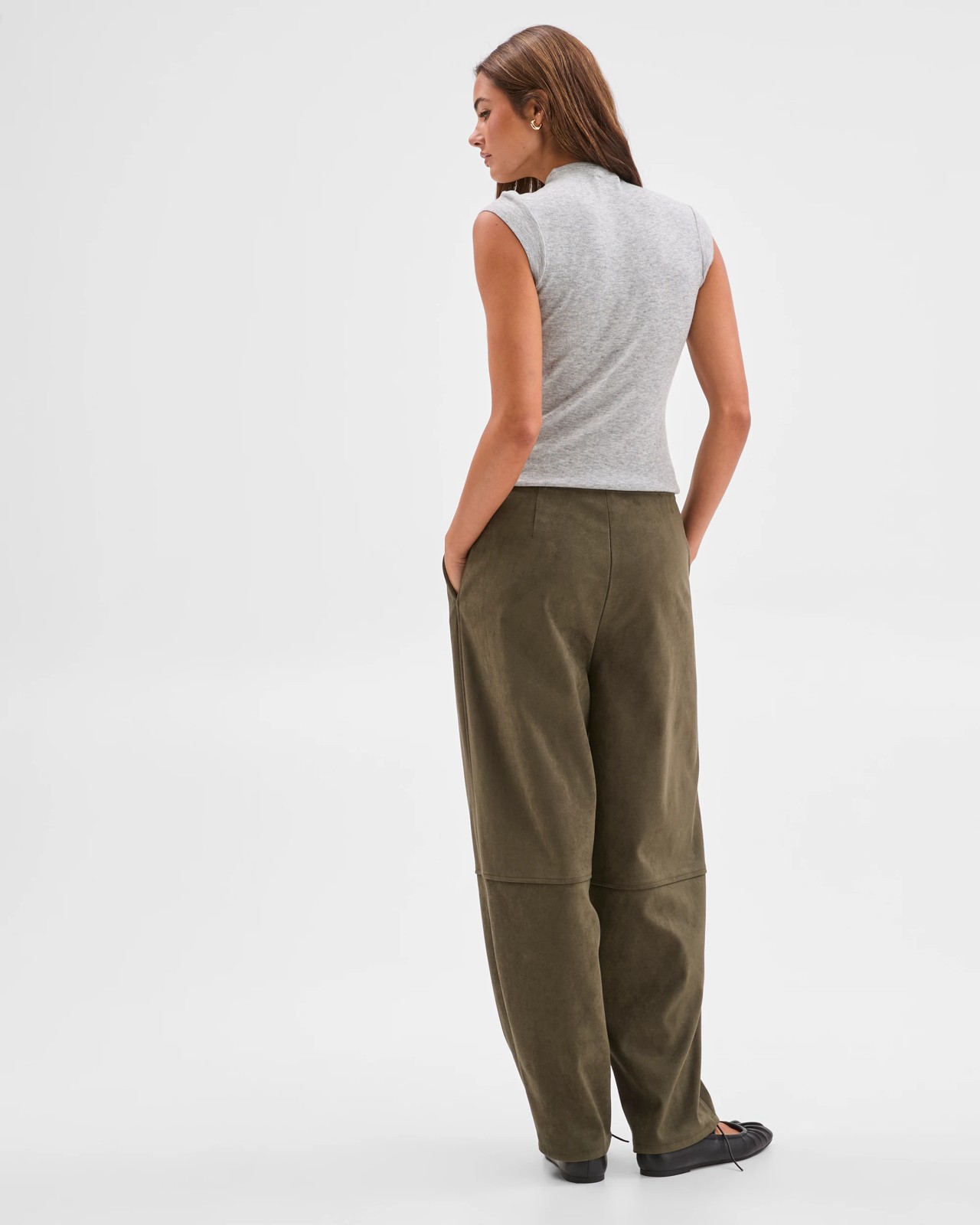 Lily Loves Faux Suede Barrel Leg Pants 6 of 6