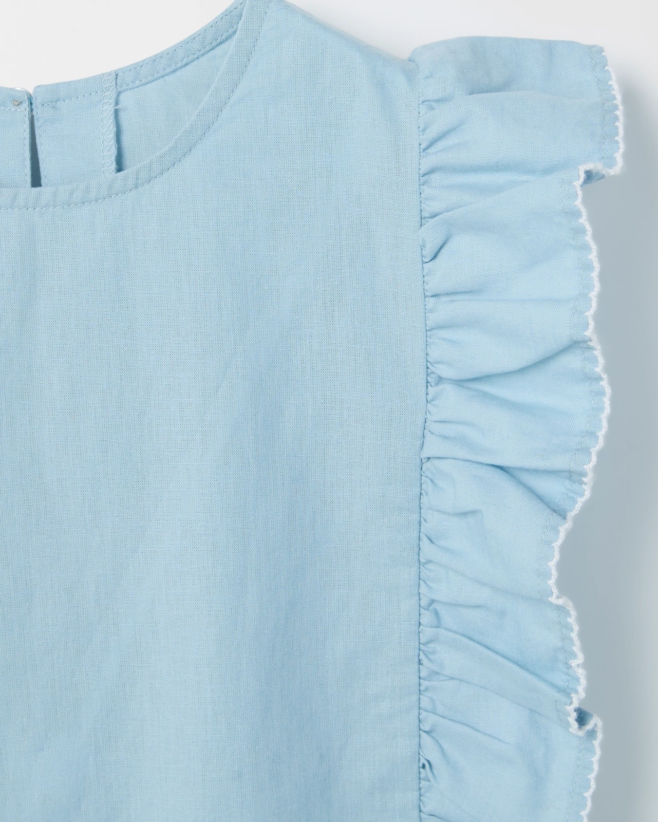 Australian Cotton Blend Ruffle Sleeve Woven Co-ord Tank Top - Blue 6 of 6