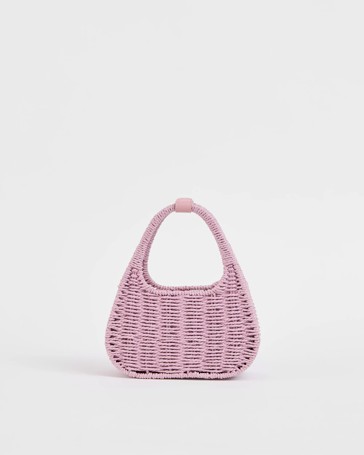 Kids Paper Straw Floral Basket Bag