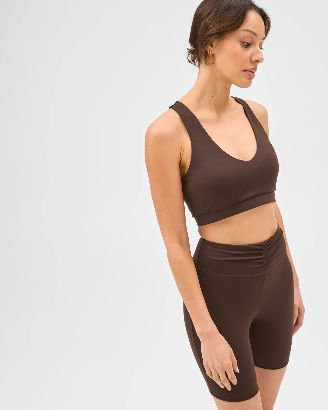 Active Studio Soft Ruched Bike Shorts - Cocoa 3 of 6