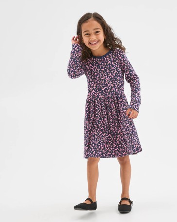 Australian Cotton Blend Long Sleeve Rib Core Dress