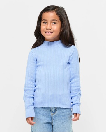 Mock Neck Long Sleeve Rib Knit Top