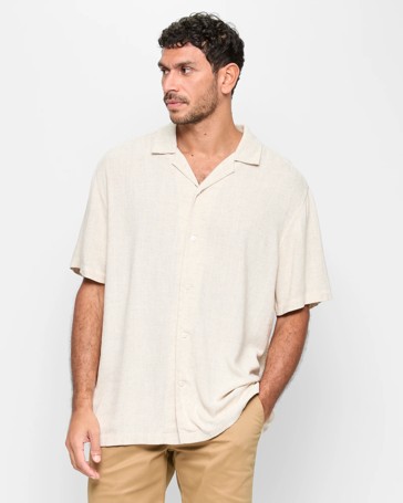 Linen Blend Textured Revere Shirt