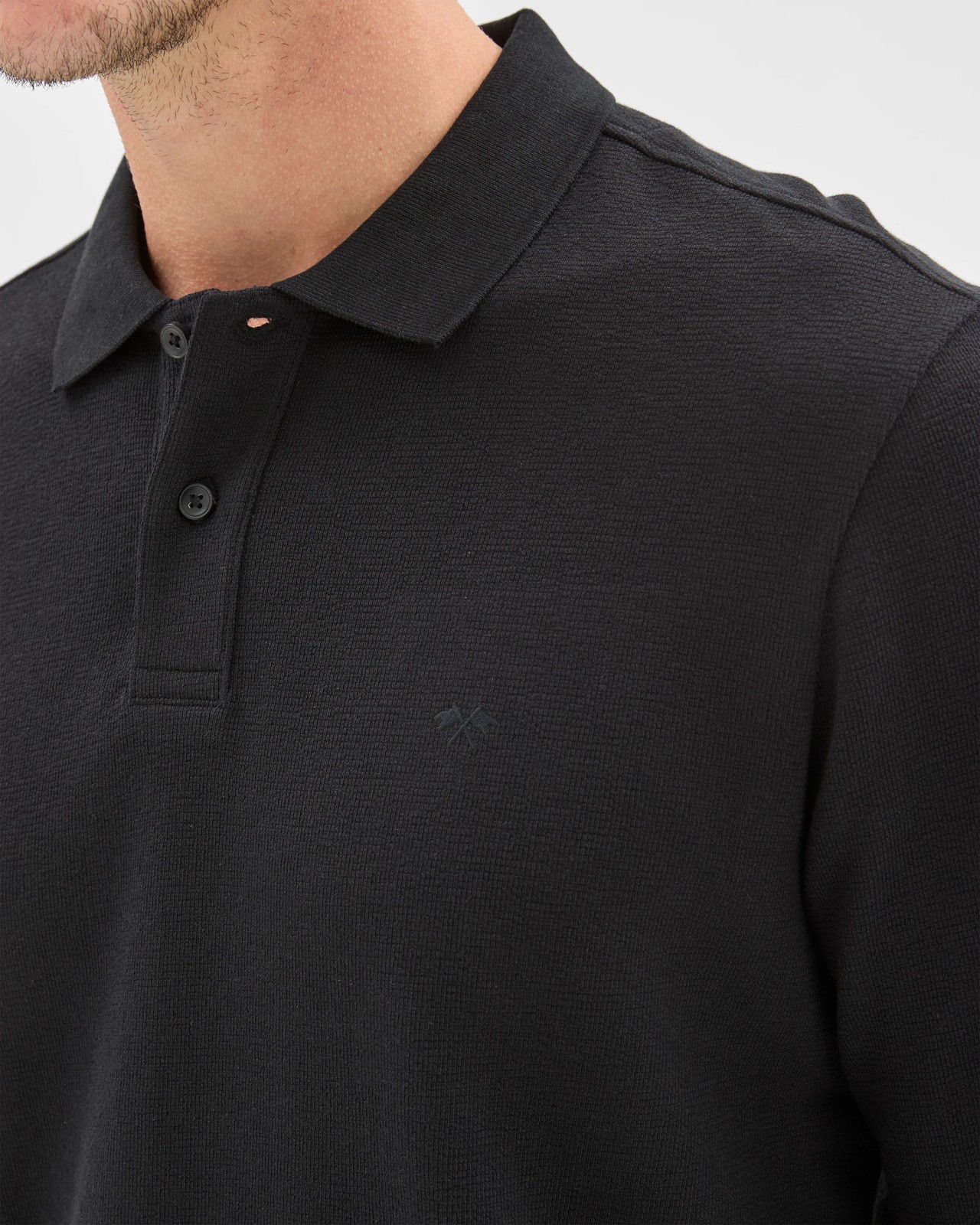 Australian Cotton Blend Boucle Polo Top - Black 5 of 6
