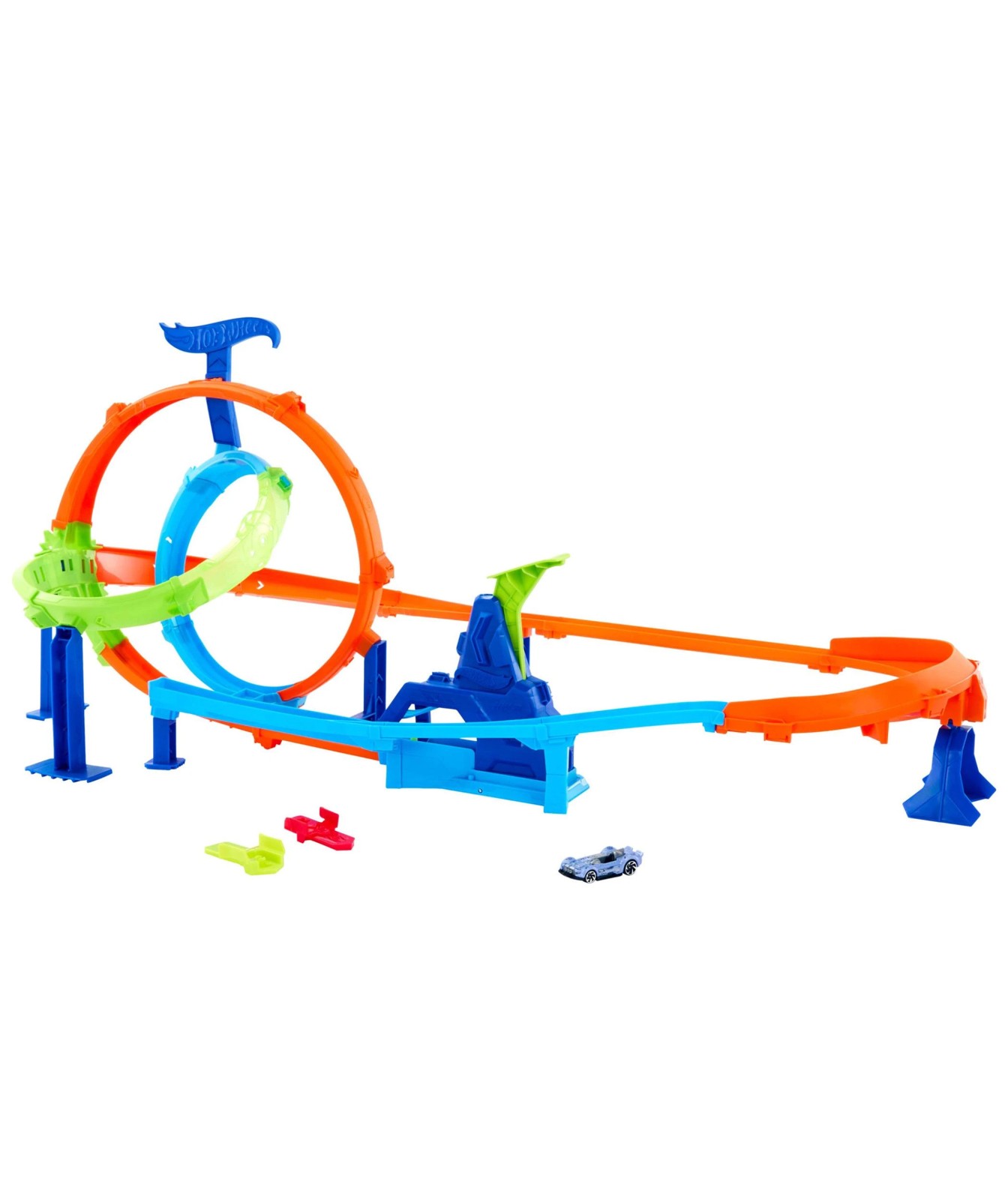 Hot Wheels Stunt Tracks Rapid Launch Cyclone Track Set & 1:64 Scale Die-Cast Toy Car 2 of 6