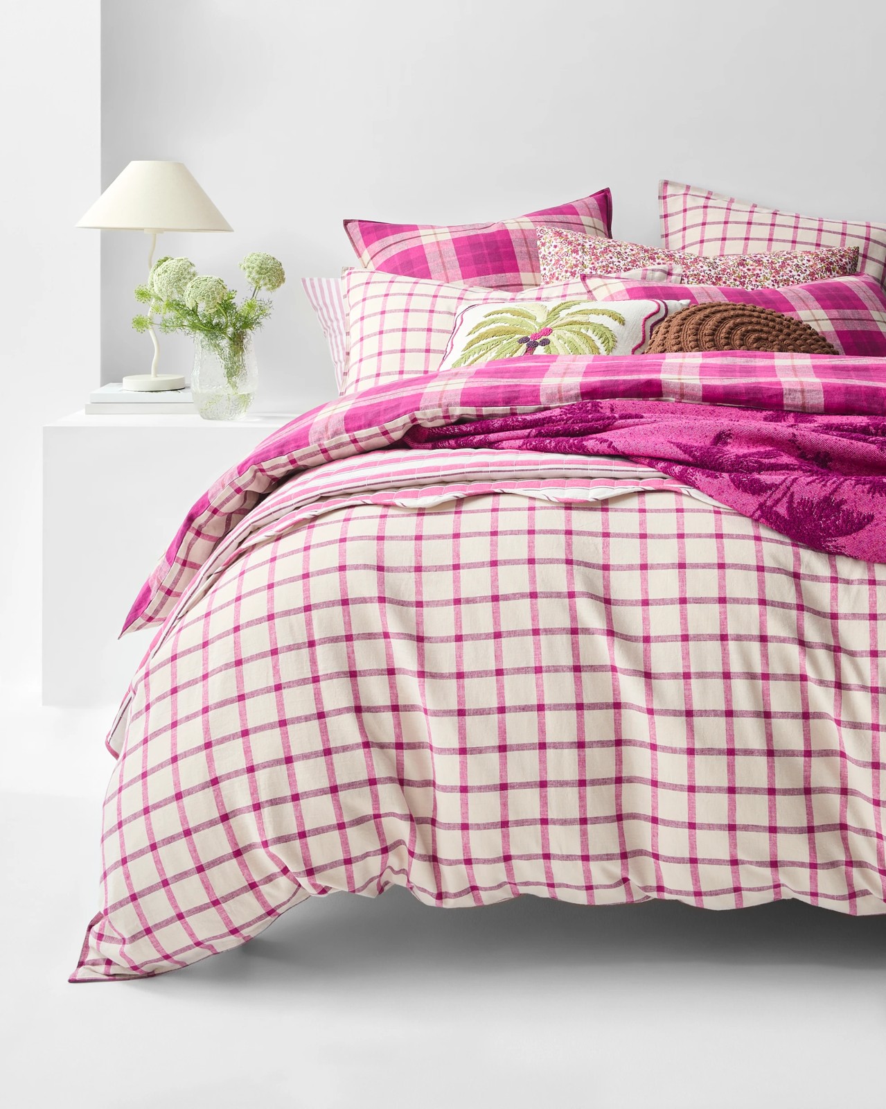 Aster Check Linen/Coton Quilt Cover Set 2 of 6