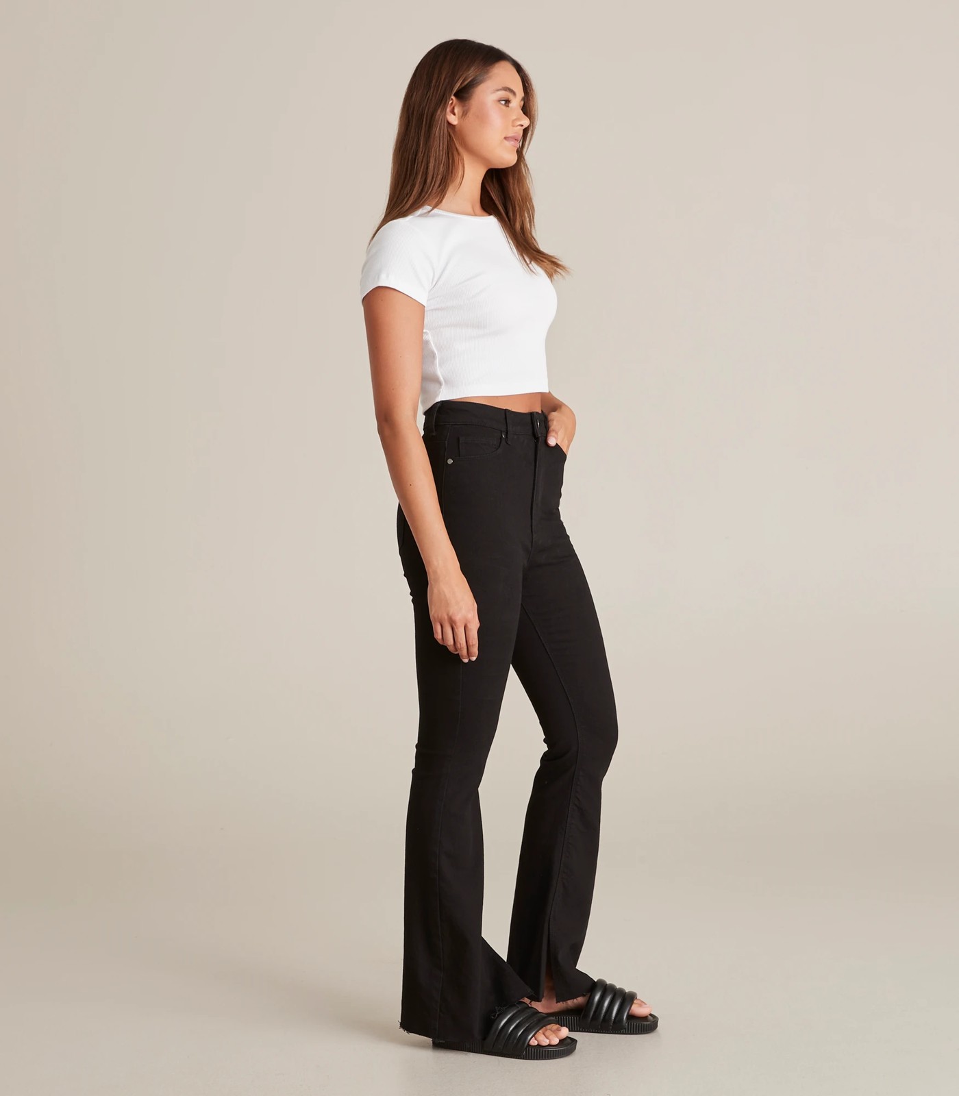 Lily Loves High Rise Split Hem Flare Denim Jeans 6 of 6