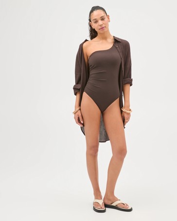 Resort One Shoulder Soft Texture One Piece Swimsuit