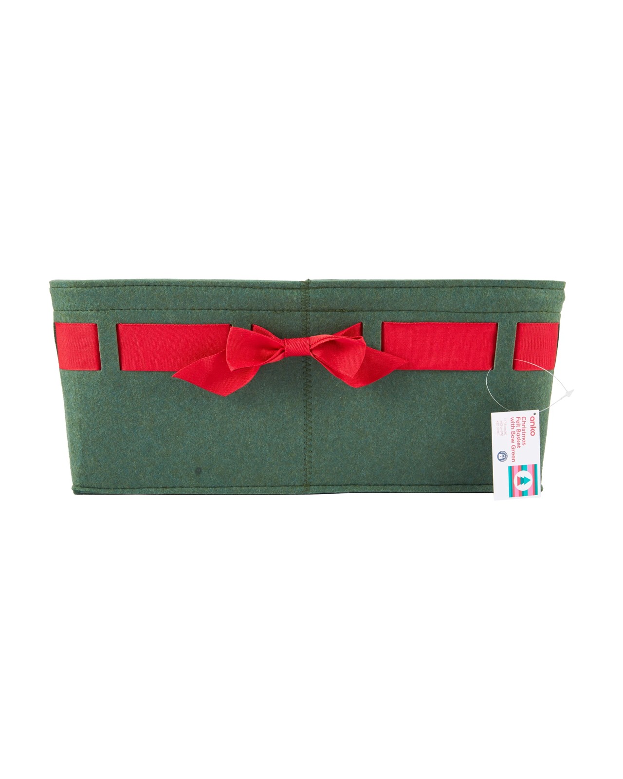 Anko Christmas Felt Basket with Bow - Green 5 of 5