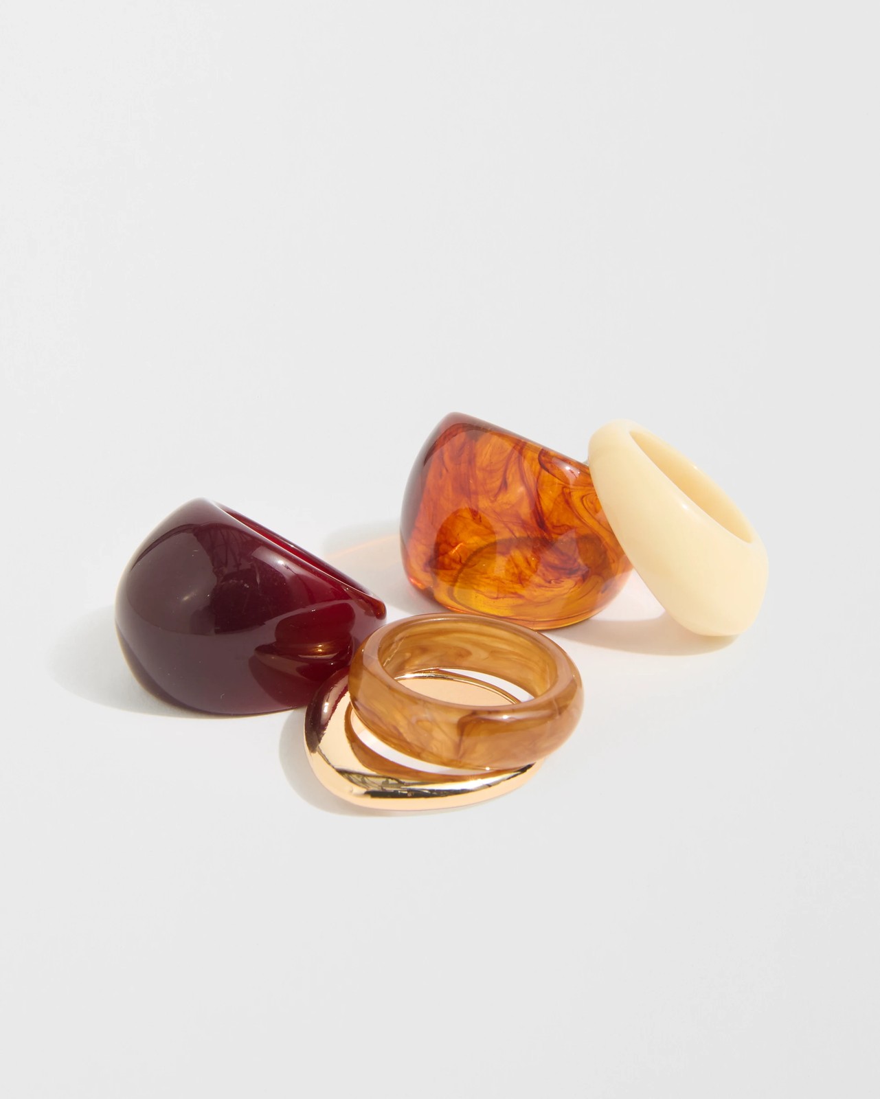 5 Pack Resin Mixed Rings Set 2 of 2