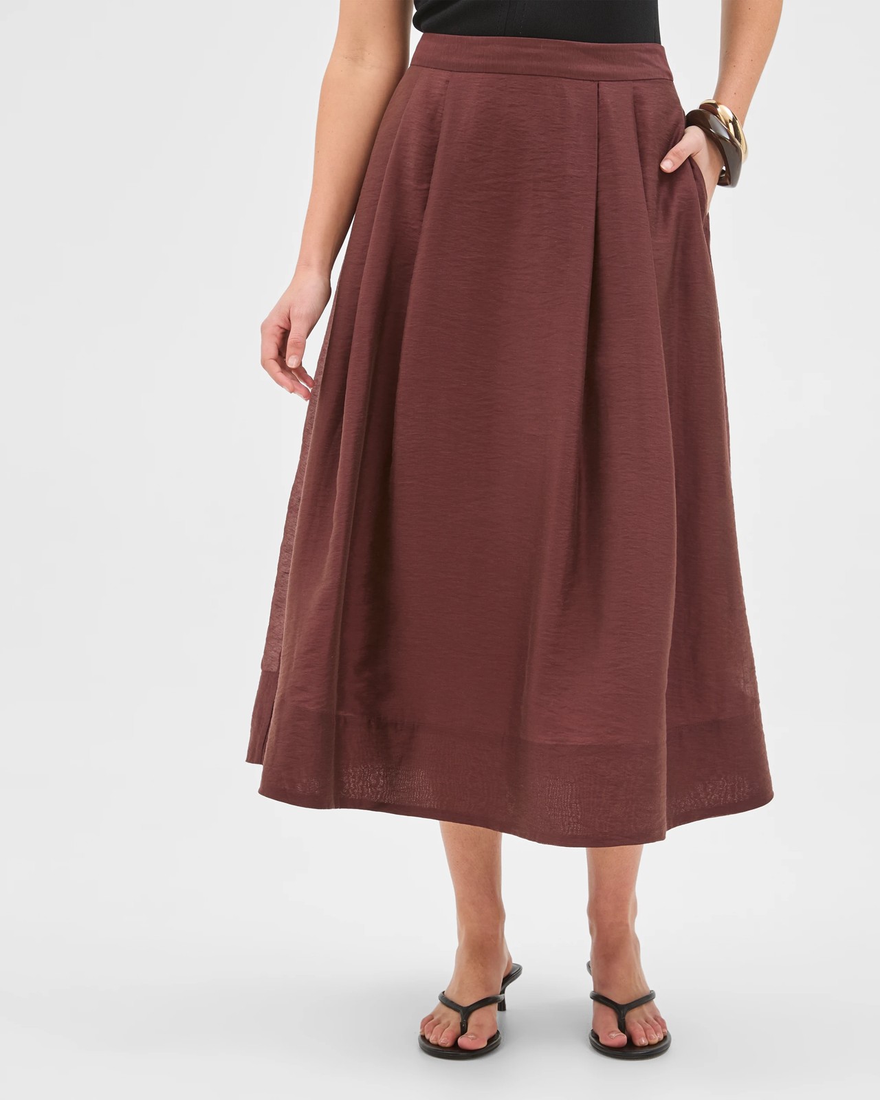 Preview Toni Panelled Midi Skirt - Dark Chocolate 5 of 5