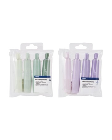4 Pack Double-Sided Glue Tape Colour Pens - Assorted