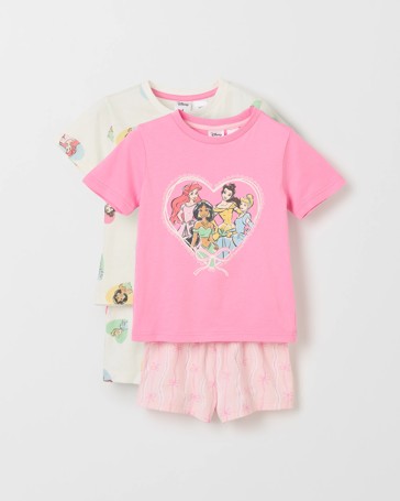 Disney Organic Cotton 2 Pack Younger Girls Pyjama Set