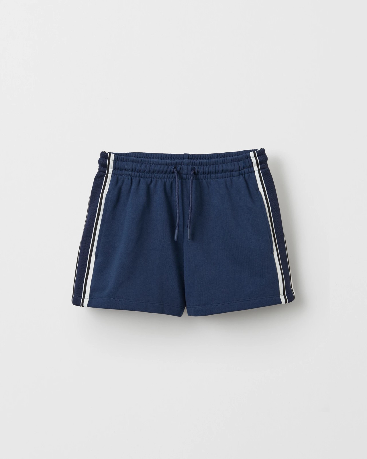 Australian Cotton Blend Side Stripe Fleece Shorts - Navy 5 of 6