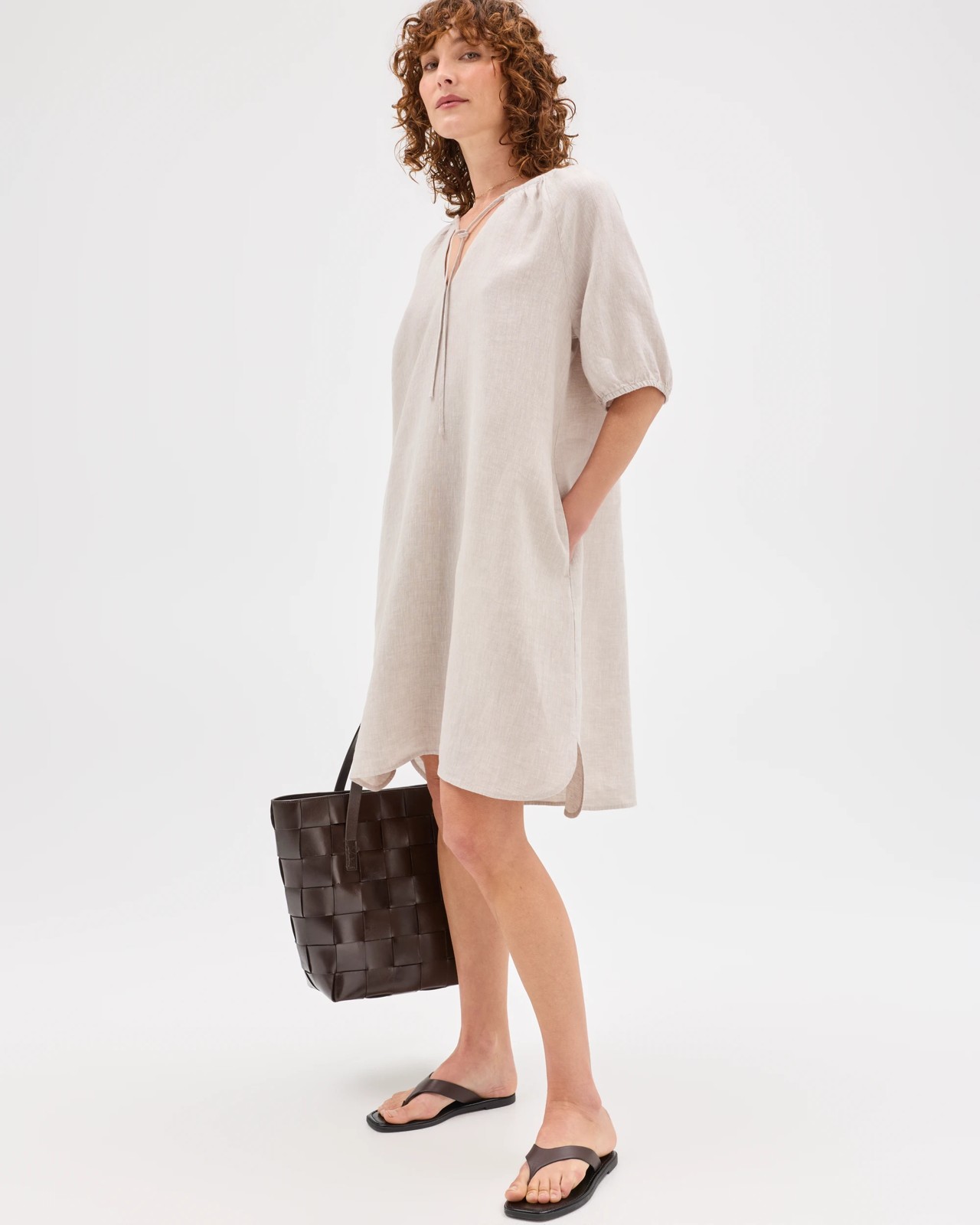 European Linen Mini Femme Dress - Flax 2 of 6