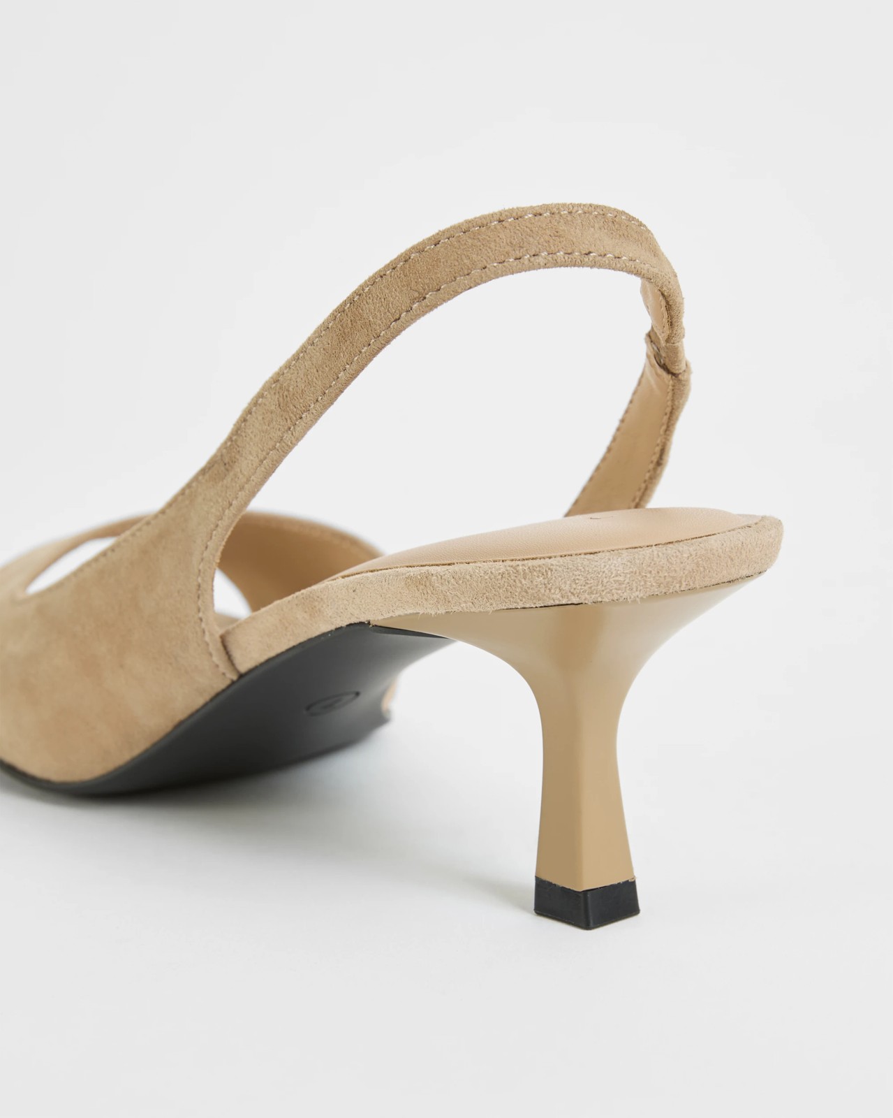 Genuine Suede Leather Open Toe Kitten Heels - Light Taupe Suede 3 of 3