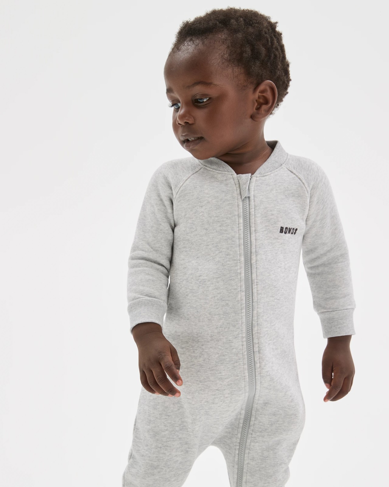 Bonds Baby Everyday Fleece Zip Coverall - New Grey Marle 3 of 5