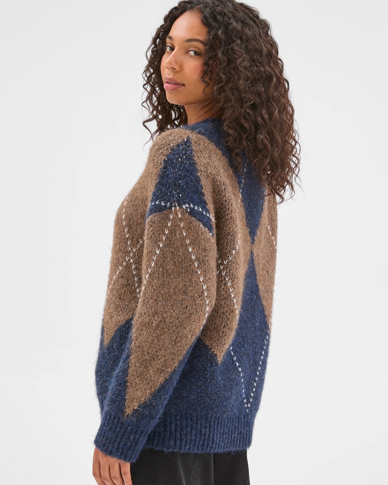 Oversized Argyle Knit Jumper 2 of 5