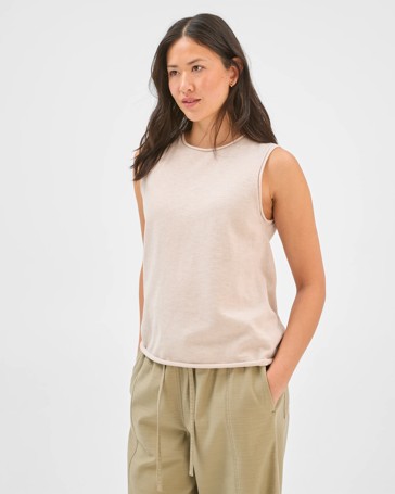 Australian Cotton Blend Rolled Edge Knitted Tank Top