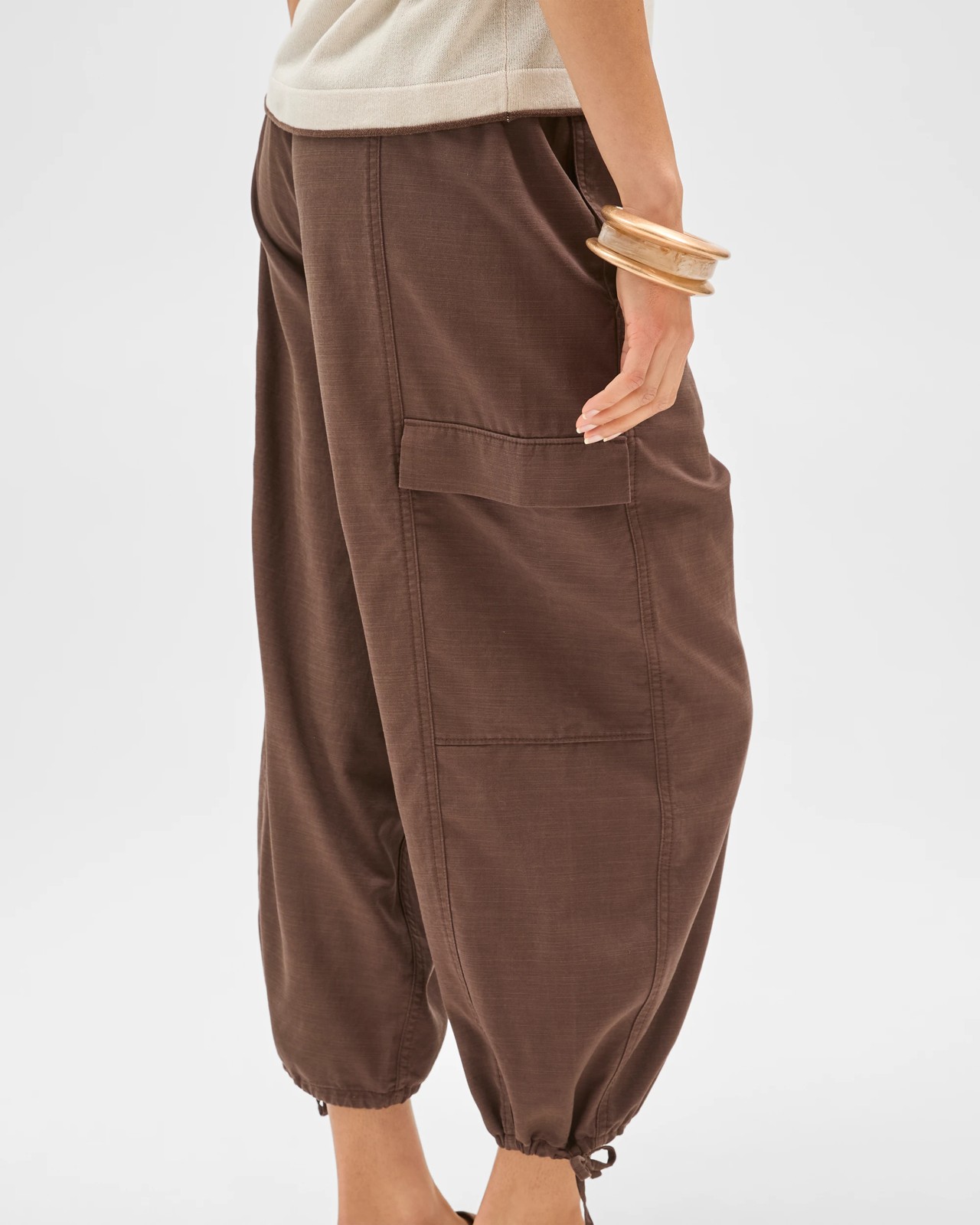 Slub Cargo Pull On Pants - Coffee Bean 3 of 6