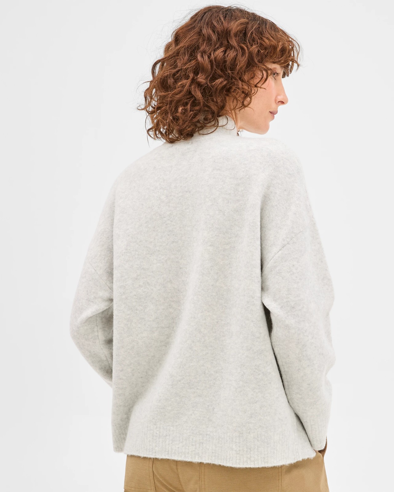 Super Soft Mock Neck Sweater - Light Grey Marle 5 of 6