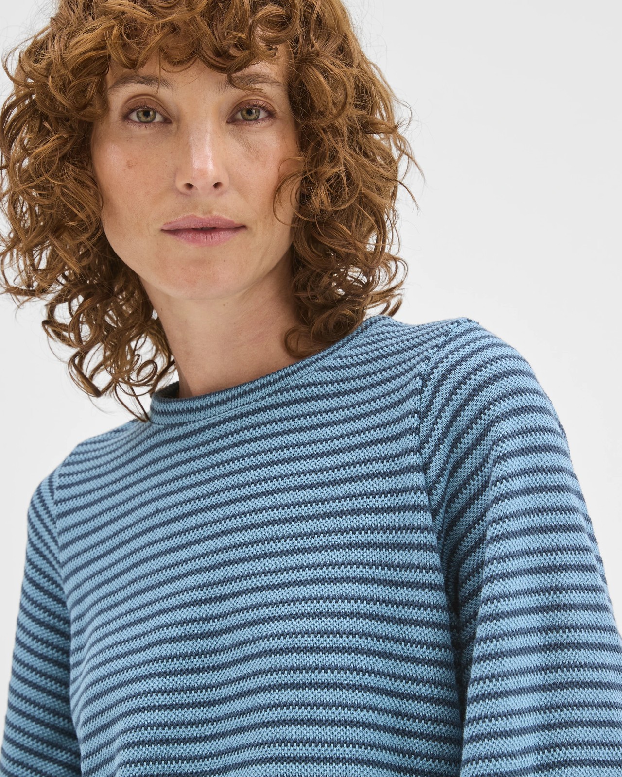 Australian Cotton Long Sleeve Textured Top - Sea Teal/Dark Teal 5 of 6