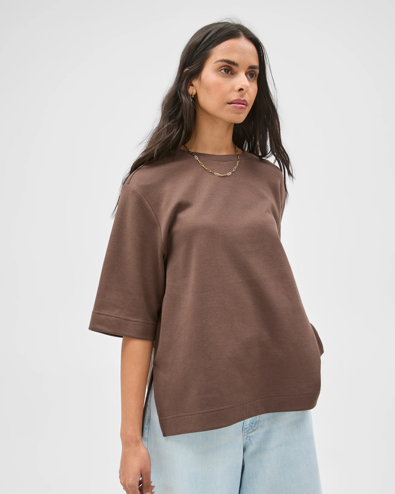 Australian Cotton Blend Oversized T-Shirt - Coffee Bean 5 of 5