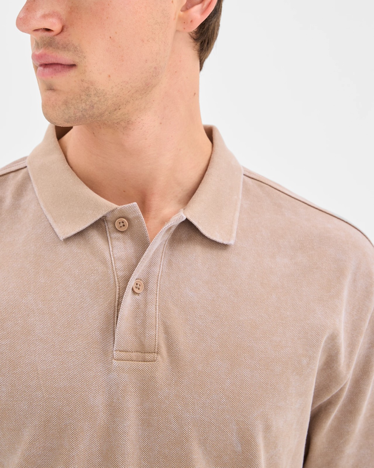Commons Australian Cotton Overdyed Pique Polo Top - Timber 4 of 6
