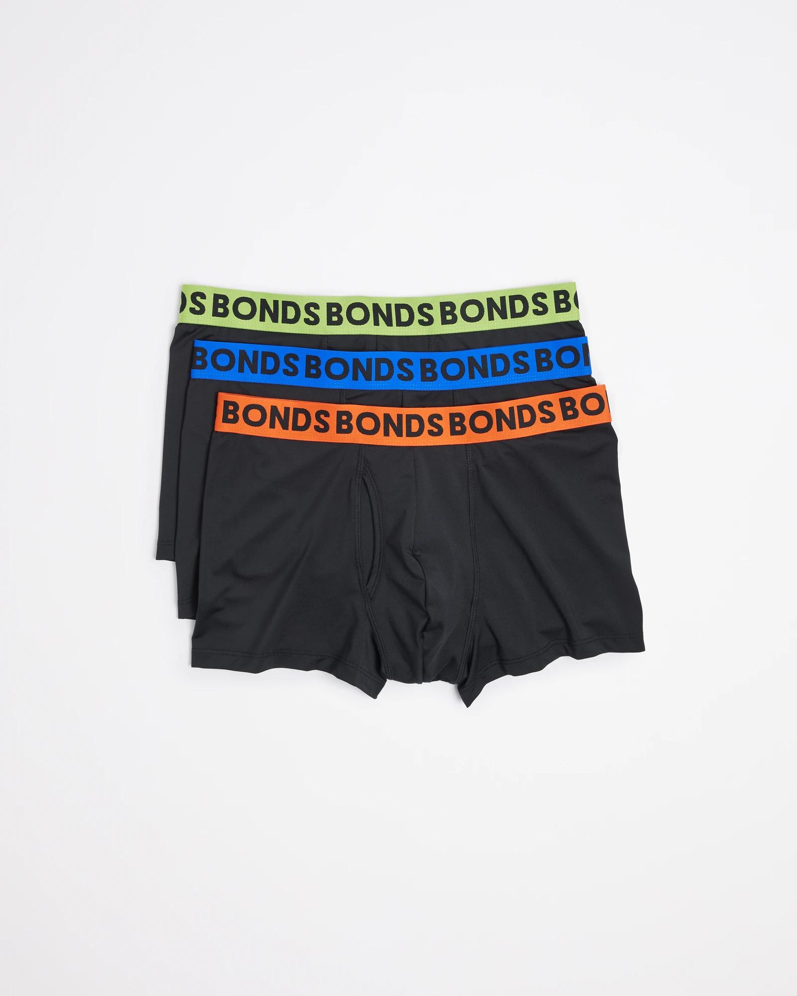 Bonds Men's Everyday Microfibre Trunks 3-Pack - Black