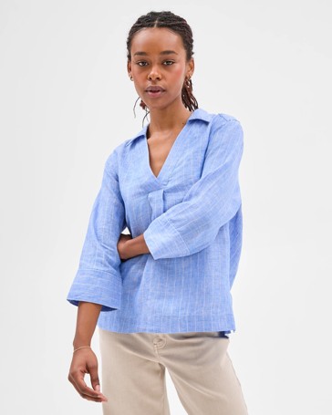 Petites European Linen Popover Shirt