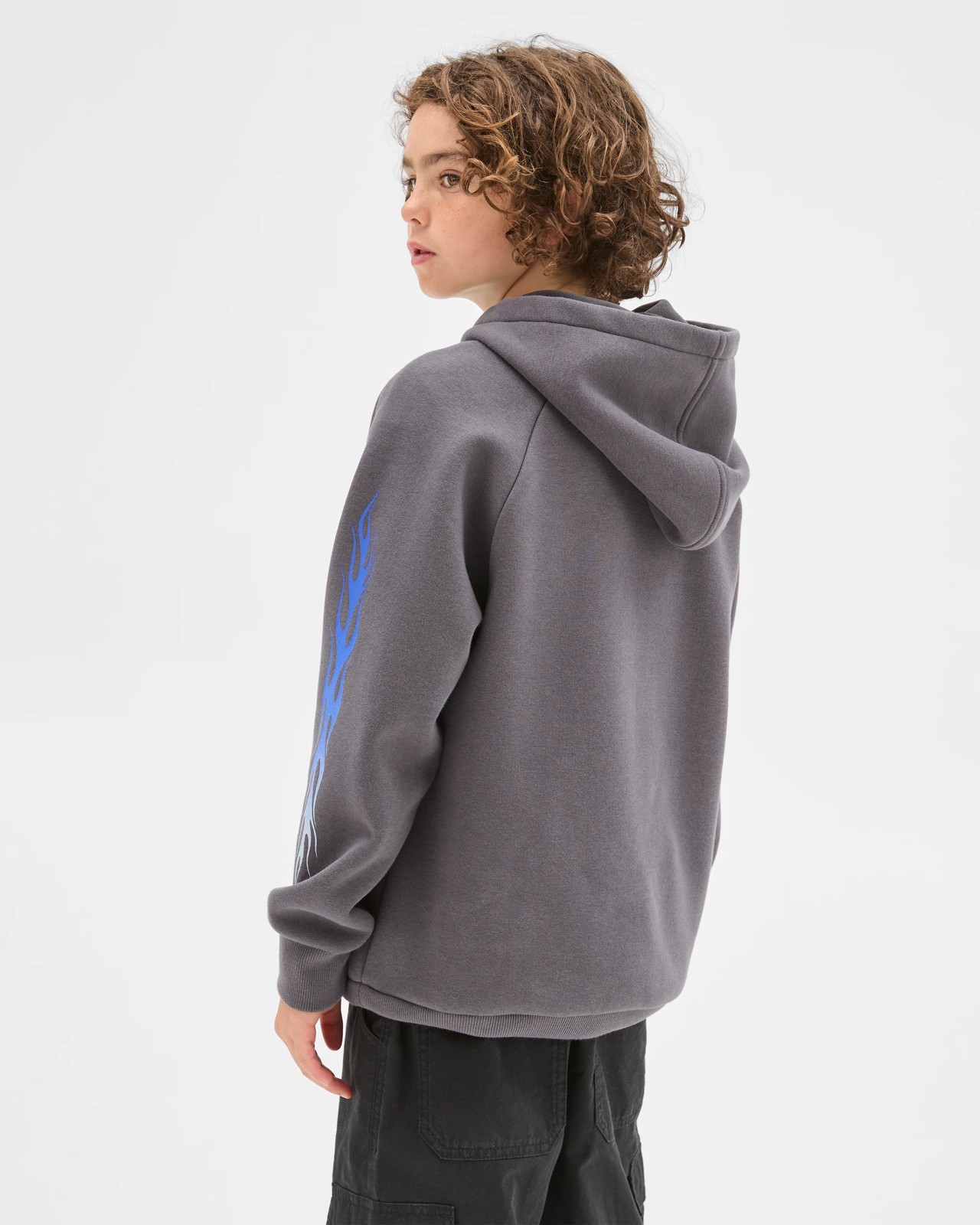 Long Raglan Sleeve Heavyweight Popover Hoodie - Black 5 of 5